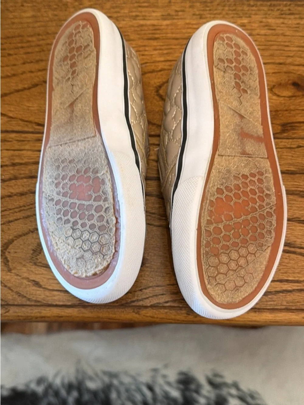 Quilted Slip-On Sneakers in Light Taupe